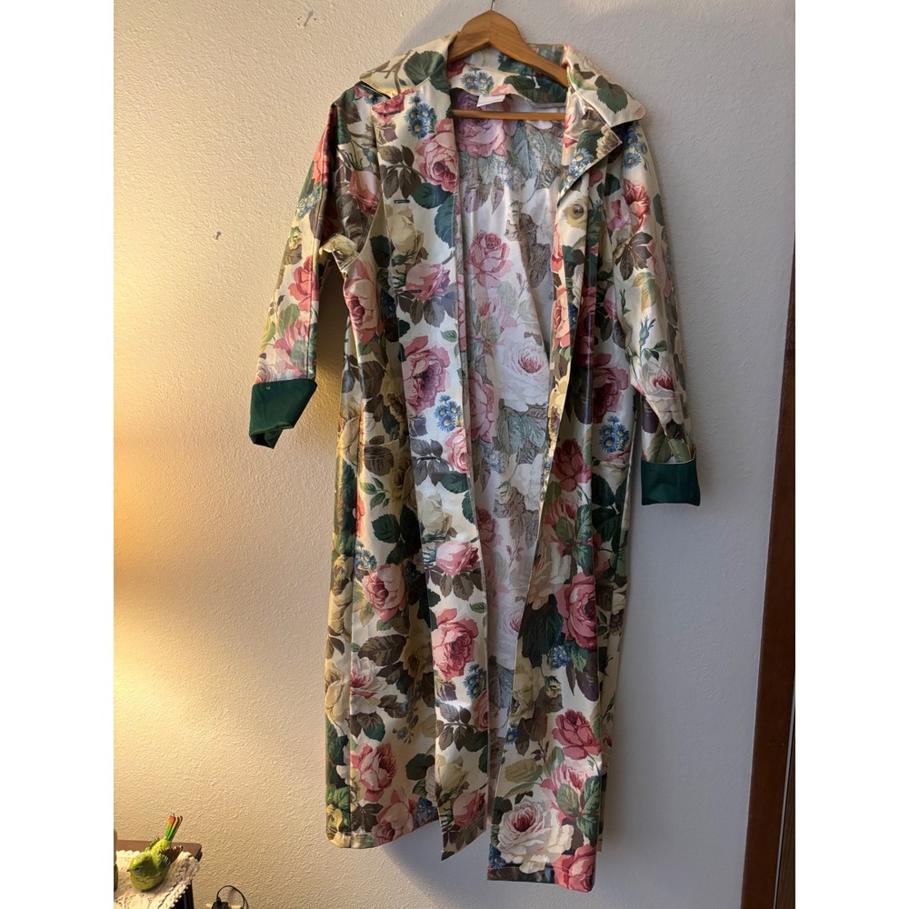 Nordic House Designs Floral Raincoat Hooded Longline Made in USA One Size A1257
